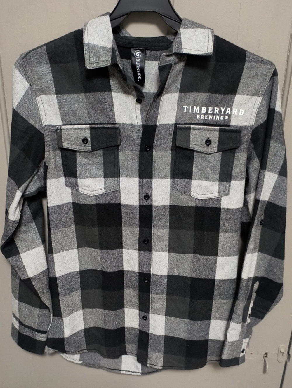 burnside Black and Gray Plaid Lightweight Shirt Jacket